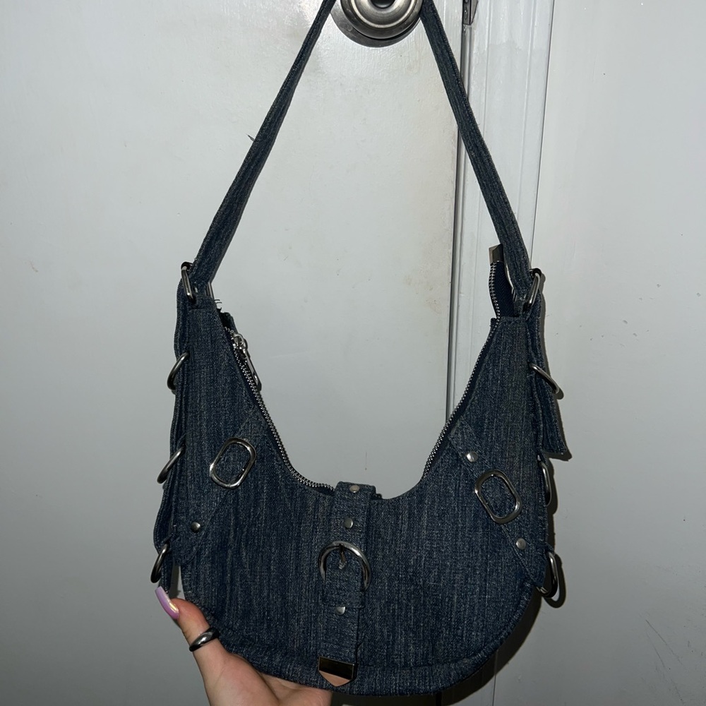 Stylish Black Denim Shoulder Bag